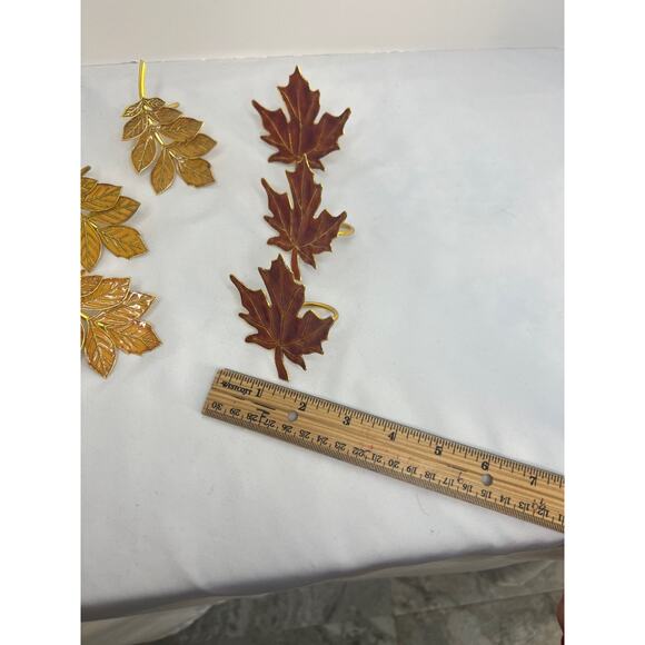 Set of 6 Napkin Rings Fall Leaves Dinner Party Entertaining Dining Table - Picture 8 of 8